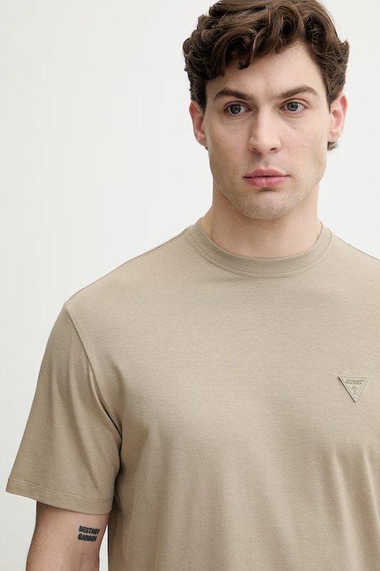 Guess tricou pentru bărbați, cu bumbac bej M6GI21.K3053