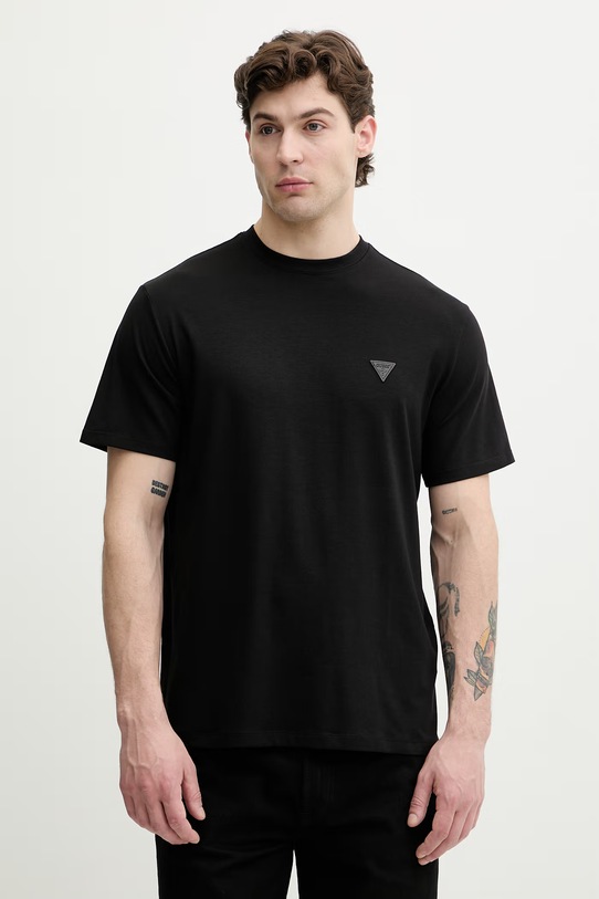 Guess tricou pentru bărbați, cu bumbac negru M6GI21.K3053