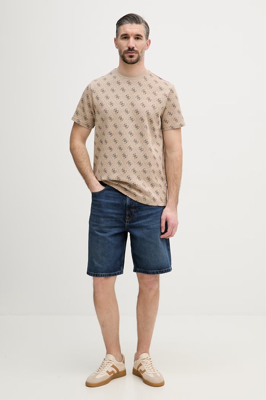 Guess t-shirt męski z bawełną M6GP34.K3200 beżowy SS26