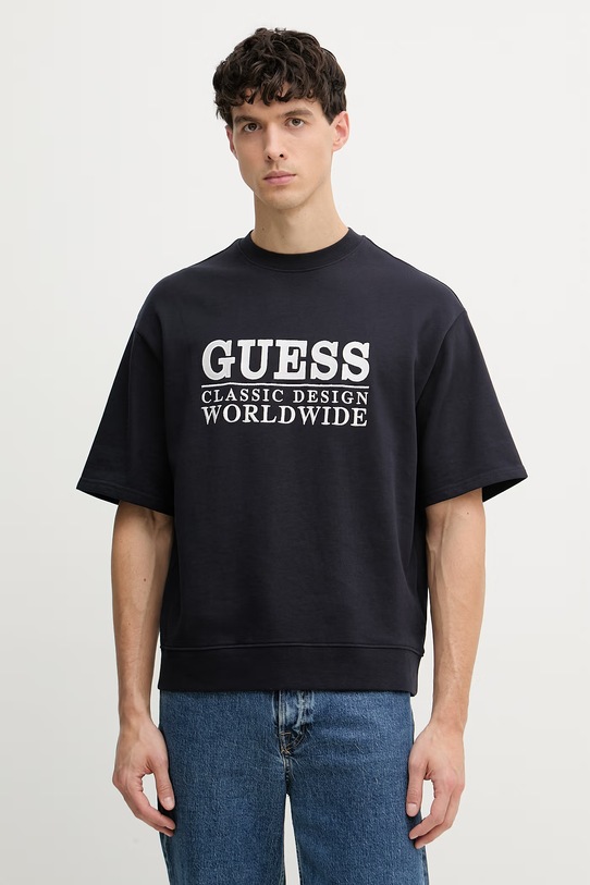 Guess t-shirt męski z bawełną granatowy M6GQ25.K3487