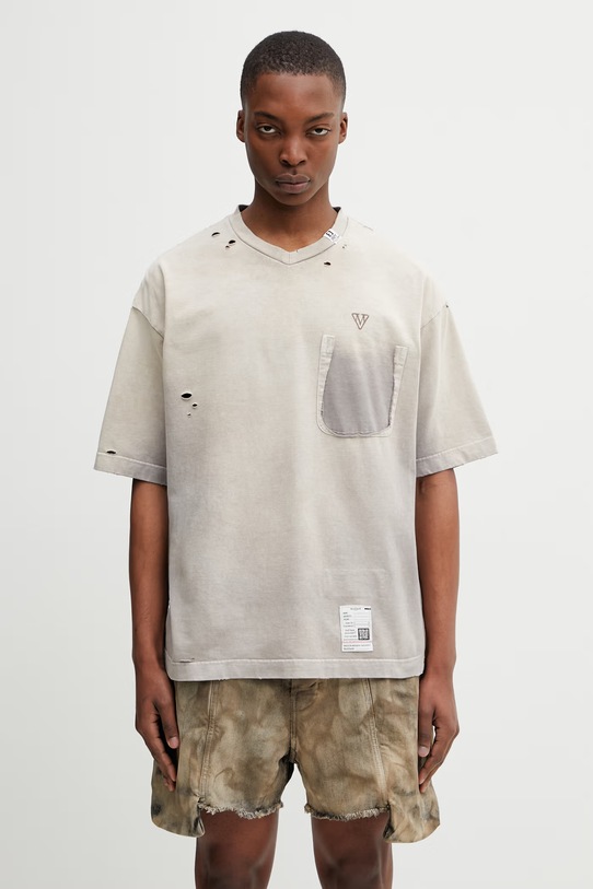 Maison MIHARA YASUHIRO T-shirt bawełniany męski beżowy J16TS802