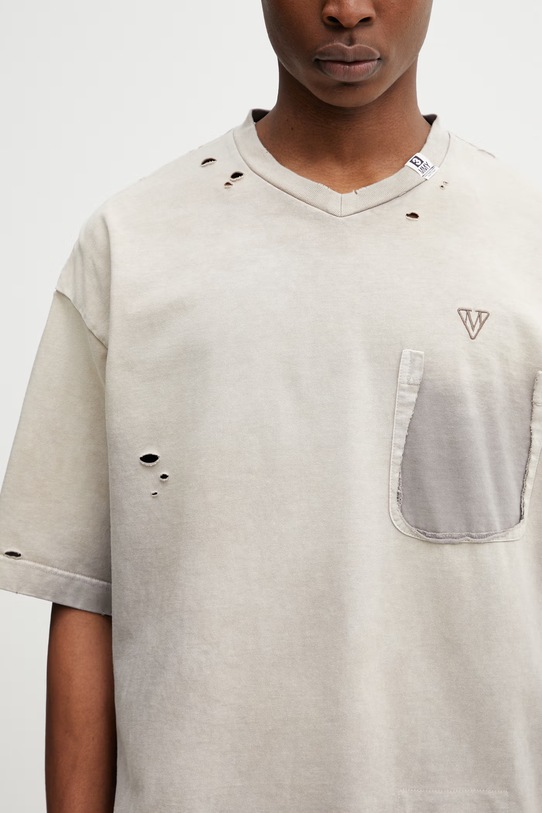 Maison MIHARA YASUHIRO T-shirt bawełniany męski beżowy J16TS802