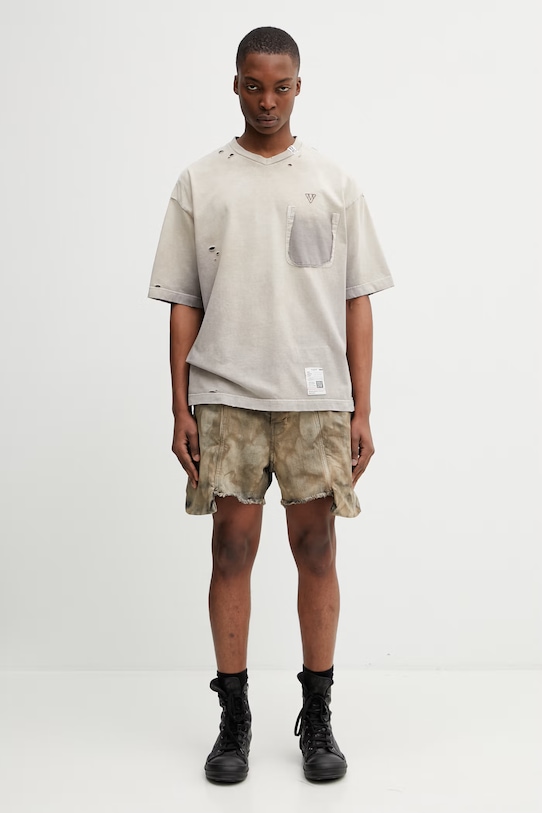 Maison MIHARA YASUHIRO T-shirt bawełniany męski J16TS802 beżowy