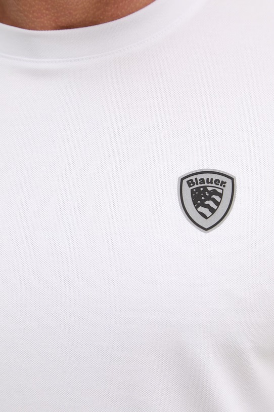 Blauer t-shirt basic męski z bawełną JAN BLUH02065 biały