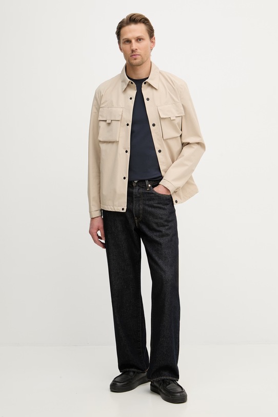 Blauer t-shirt basic męski z bawełną JAN BLUH02065 granatowy SS26