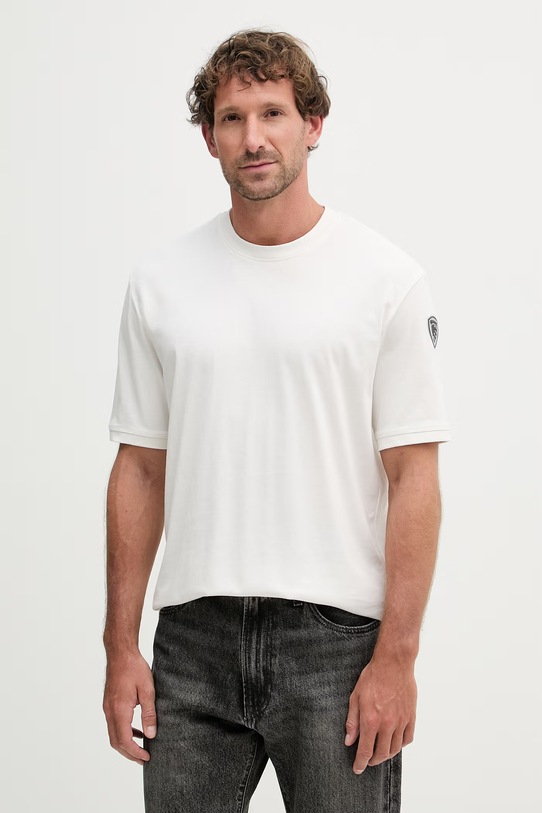 Blauer t-shirt męski bawełniany HANSON beżowy BLUH02068