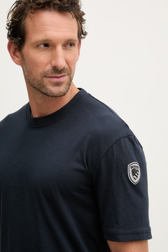 Blauer t-shirt męski bawełniany HANSON granatowy BLUH02068