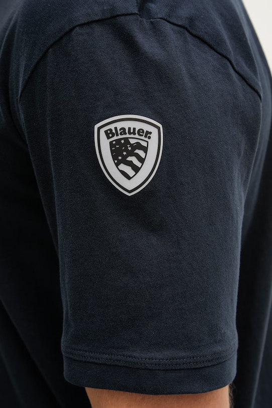 Blauer t-shirt męski bawełniany HANSON BLUH02068 granatowy