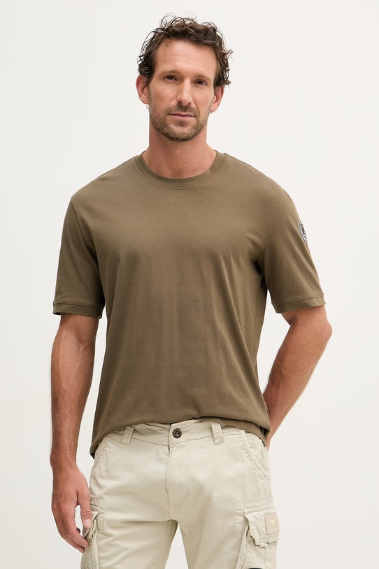 Blauer t-shirt męski bawełniany HANSON zielony BLUH02068