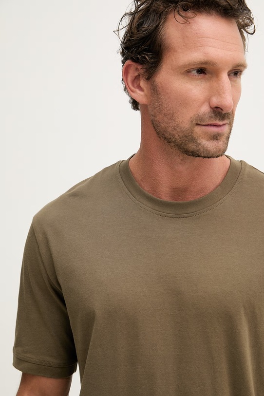 Blauer t-shirt męski bawełniany HANSON zielony BLUH02068