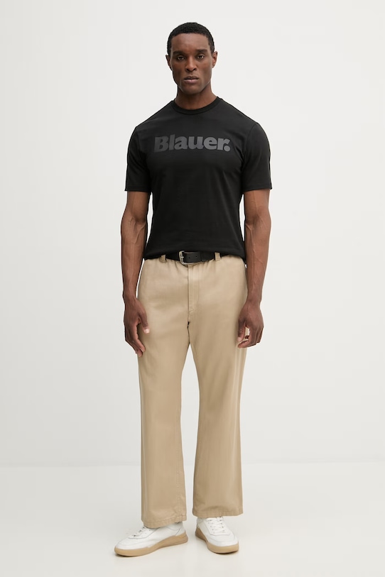 Bavlnené tričko Blauer BOURN BLUH02287 čierna SS26
