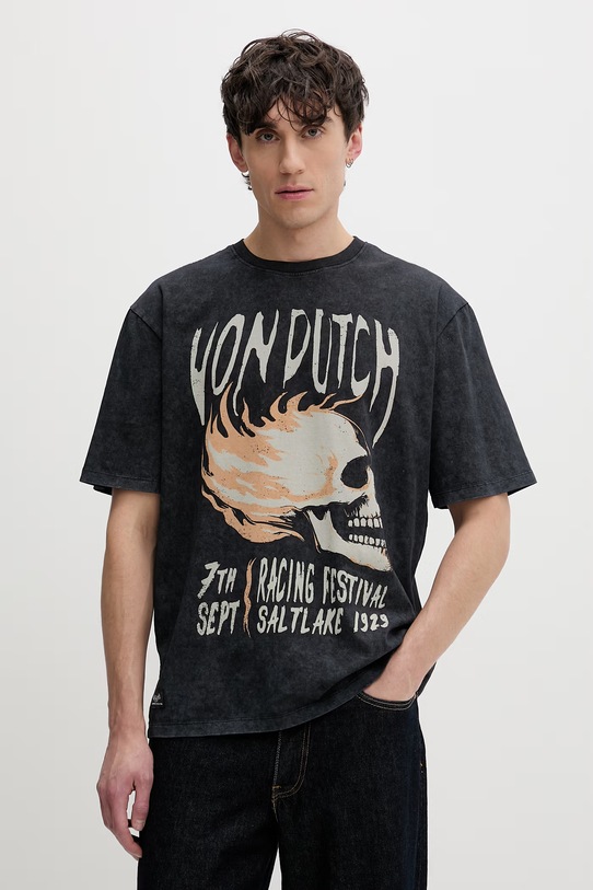 Von Dutch t-shirt męski wełniany szary VD.1.H.TR.POST
