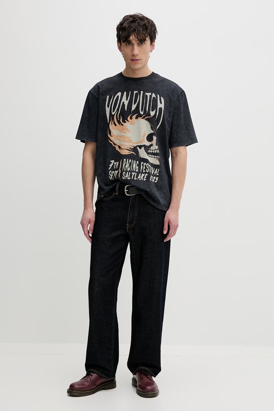 Von Dutch t-shirt męski wełniany VD.1.H.TR.POST szary SS26