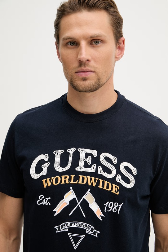 Guess t-shirt męski bawełniany granatowy M6GI06.K2917