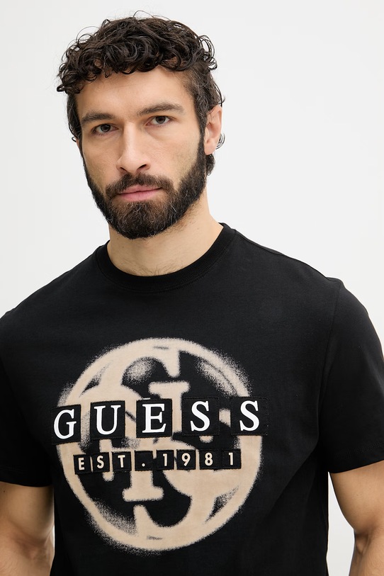 Guess t-shirt męski bawełniany czarny M6GI09.K2989