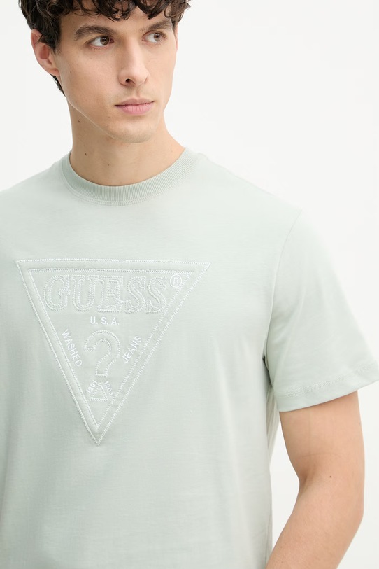 Guess T-shirt męski bawełniany zielony M6GI15.K3008