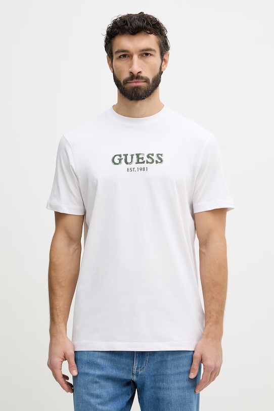 Guess t-shirt basic męski bawełniany biały M6GI16.K3032