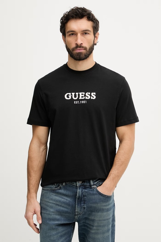 Guess t-shirt basic męski bawełniany czarny M6GI16.K3032