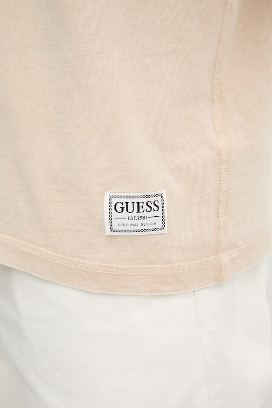 Guess t-shirt męski bawełniany M6GI18.K3050 beżowy