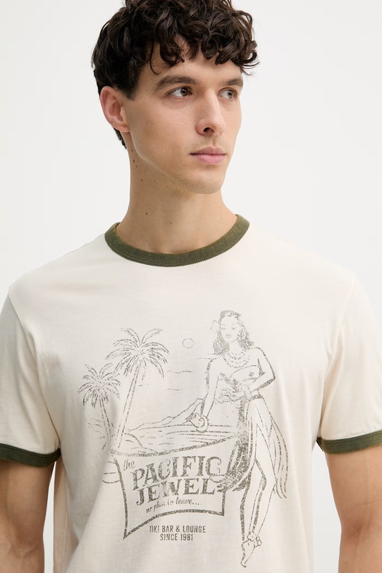 Guess t-shirt męski bawełniany beżowy M6GI32.K3309