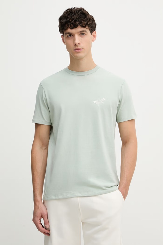 Odzież Guess t-shirt męski bawełniany M6GI35.K3316 turkusowy