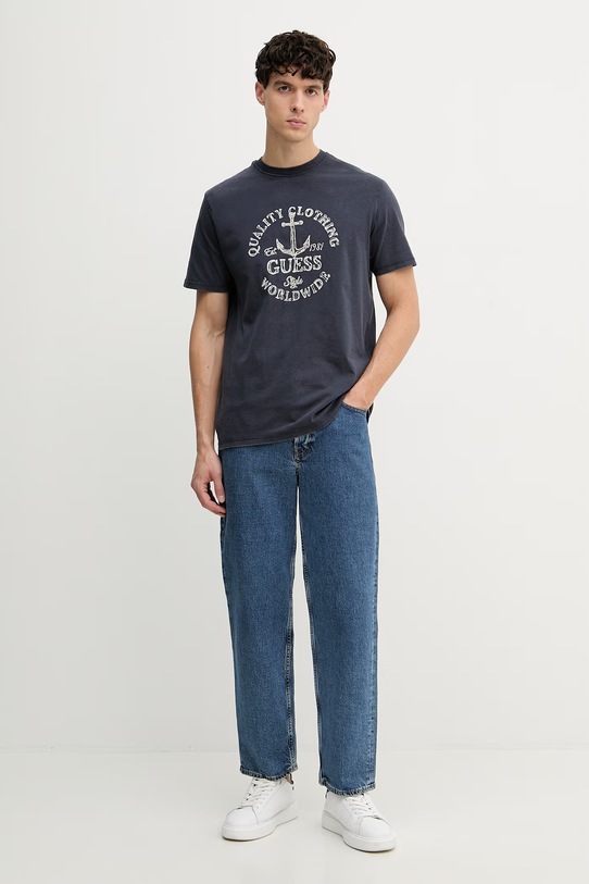 Guess t-shirt męski bawełniany M6GI43.K3471 granatowy SS26