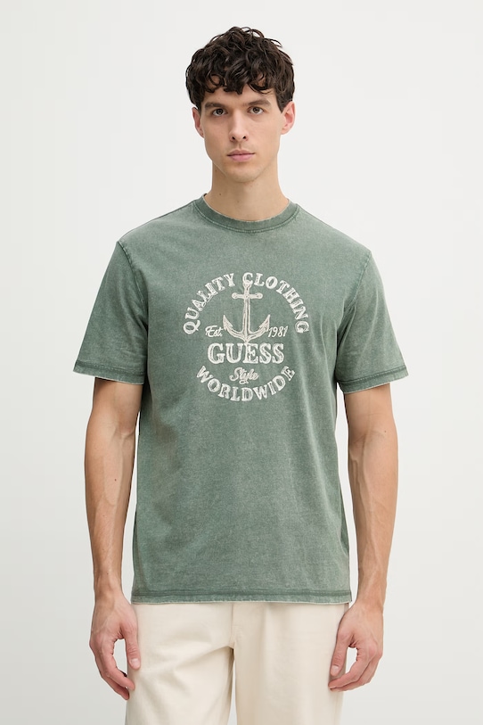 Guess moška bombažna kratka majica zelena M6GI43.K3471