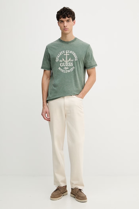 Guess moška bombažna kratka majica M6GI43.K3471 zelena SS26