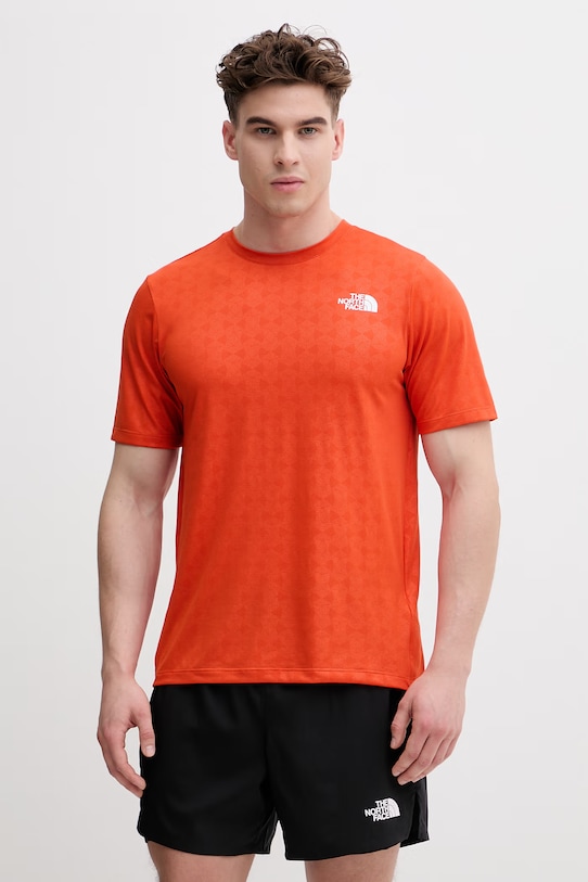 The North Face t-shirt treningowy męski PENTADOME EMBOSSED pomarańczowy NF0A8G87G6L1