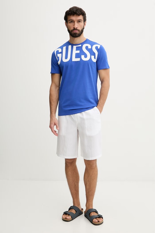 Guess t-shirt męski bawełniany F6GI01.J1314 niebieski SS26