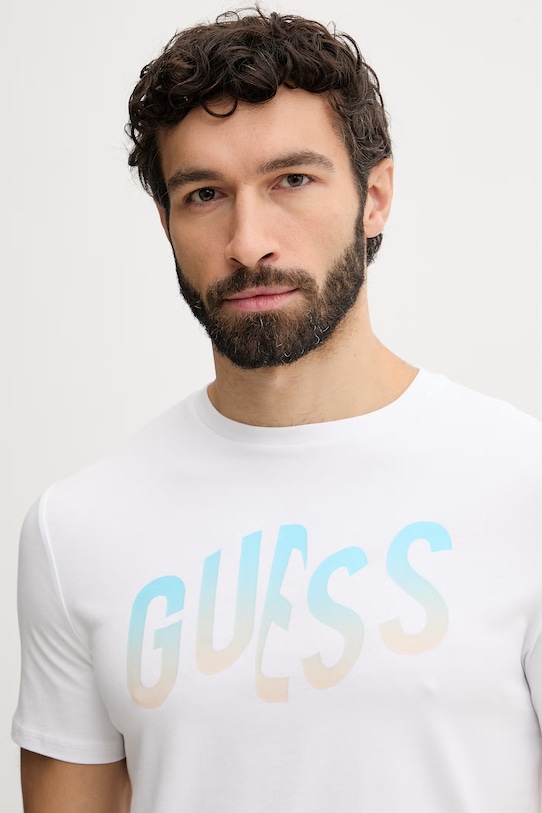 Guess T-shirt Ανδρικό Βαμβακερό λευκό F6GI02.J1314