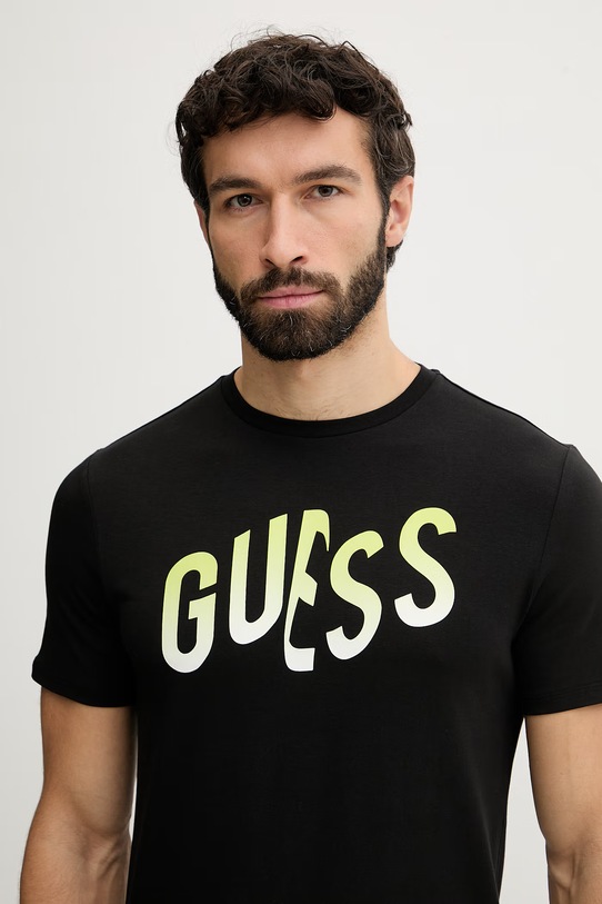 Guess t-shirt ανδρικό βαμβακερό μαύρο F6GI02.J1314