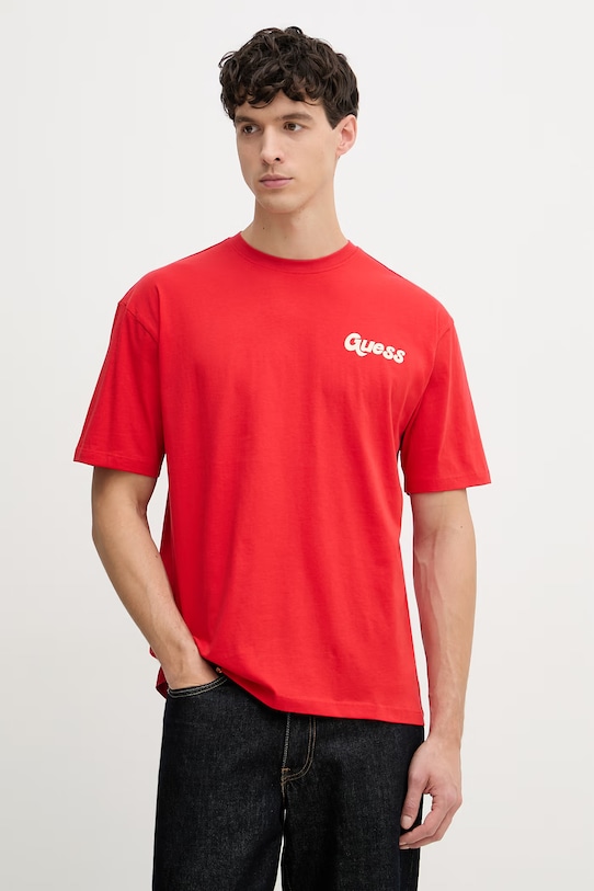 Odzież Guess t-shirt męski bawełniany F6GI05.K8HM4 czerwony