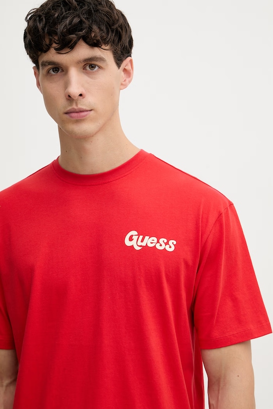Guess t-shirt męski bawełniany F6GI05.K8HM4 czerwony