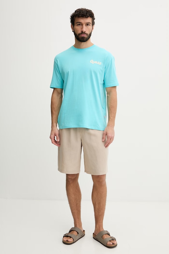 Guess pánsky bavlnený F6GI05.K8HM4 tyrkysová SS26