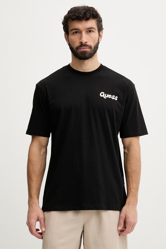 Ρούχα Guess T-shirt ανδρικό βαμβακερό F6GI05.K8HM4 μαύρο