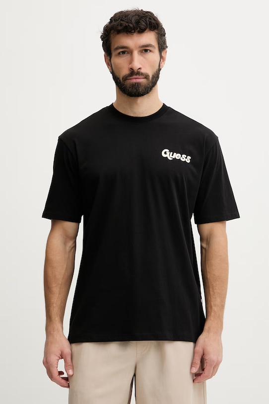Ρούχα Guess T-shirt ανδρικό βαμβακερό F6GI05.K8HM4 μαύρο