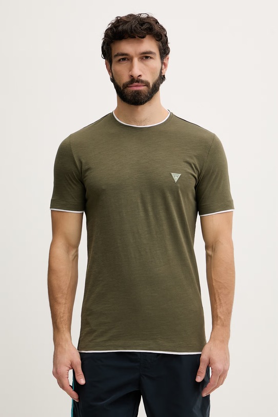Guess tričko pánske bavlnené zelená F6GI06.K6XN4