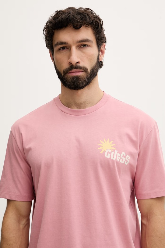 Дрехи Guess тениска мъжка памучна F6GI07.K8FQ4 розов