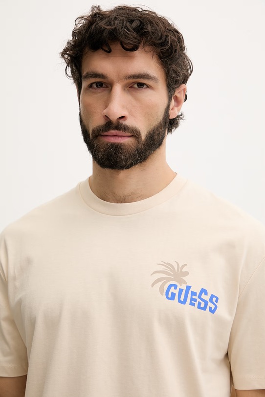 Oblečenie Guess tričko pánske bavlnené F6GI07.K8FQ4 béžová