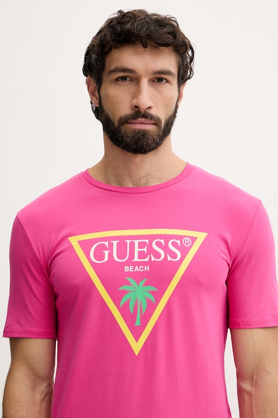 Odzież Guess t-shirt męski F6GI09.J1314 różowy