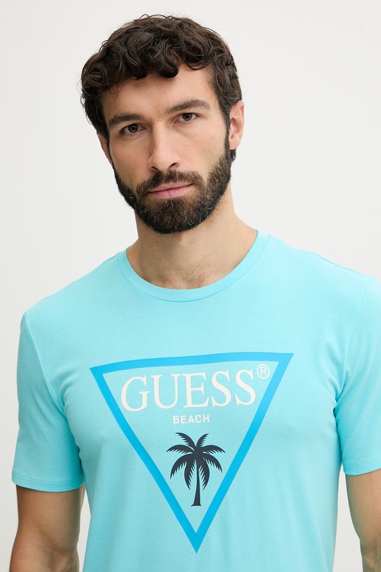 Guess Τοπ t-shirt Ανδρικό τιρκουάζ F6GI09.J1314
