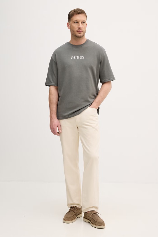 Guess t-shirt męski bawełniany BRIAN U6GI00.KC241 zielony SS26