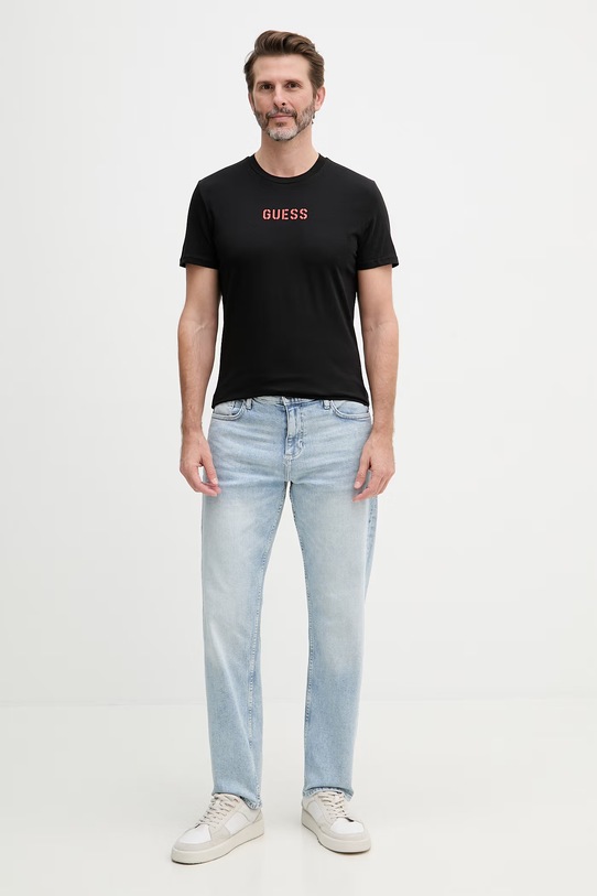 Guess t-shirt męski bawełniany z elastanem EVAN U6GM01.K6YW1 czarny SS26