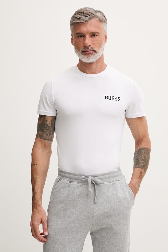 Guess T-shirt męski bawełniany z elastanem ANDREW biały U6GM03.K6YW1