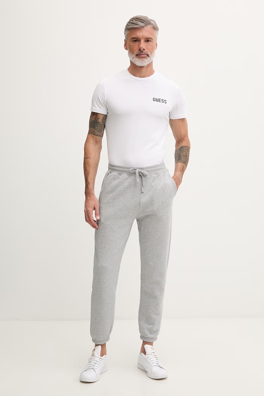 Guess T-shirt męski bawełniany z elastanem ANDREW U6GM03.K6YW1 biały SS26