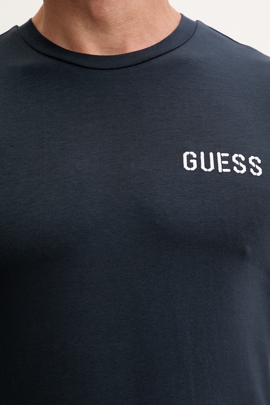 Guess T-shirt męski bawełniany z elastanem ANDREW granatowy U6GM03.K6YW1