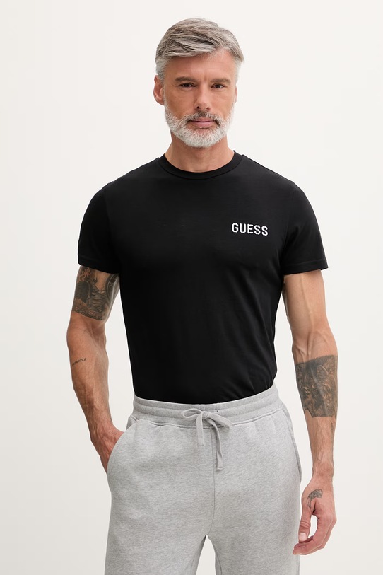 Guess T-shirt męski bawełniany z elastanem ANDREW czarny U6GM03.K6YW1