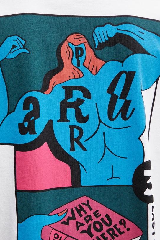 by Parra Why are you here t-shirt męski bawełniany biały 55155