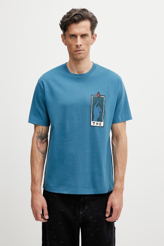 by Parra Hands of time T-shirt bawełniany męski niebieski 55285